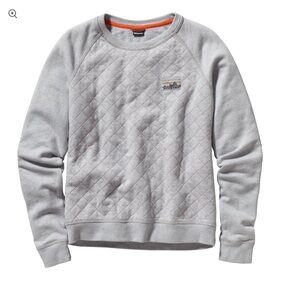 Patagonia Reclaimed Cotton Crew Feather Grey Orange Stitching Womens Medium